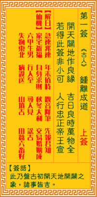 观音灵签 第一签：锺离成道