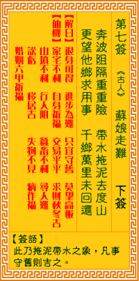 观音灵签 第七签：苏娘走难