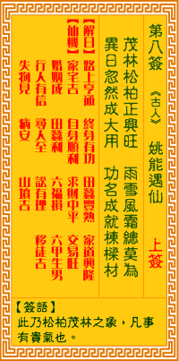 观音灵签 第八签：姚能遇仙